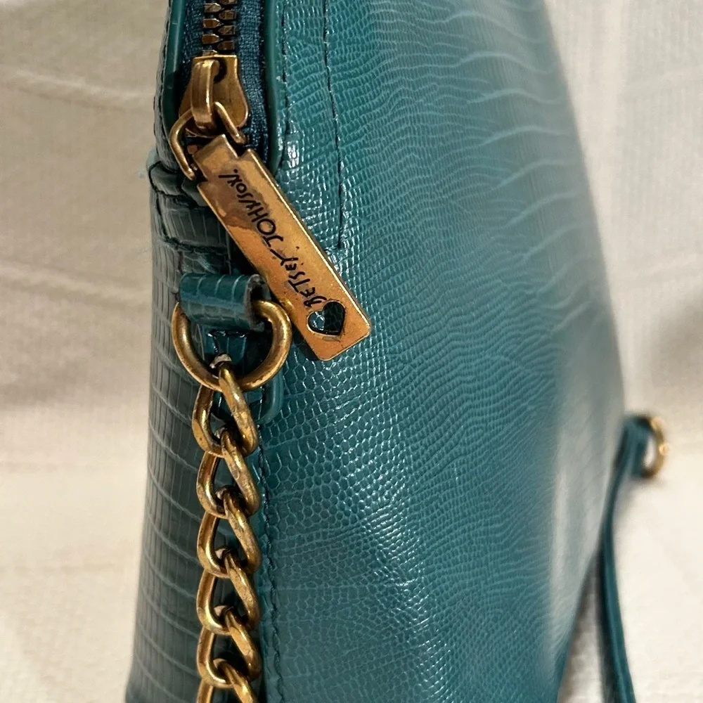 BETSEY JOHNSON Teal Crossbody Bag with Textured Finish